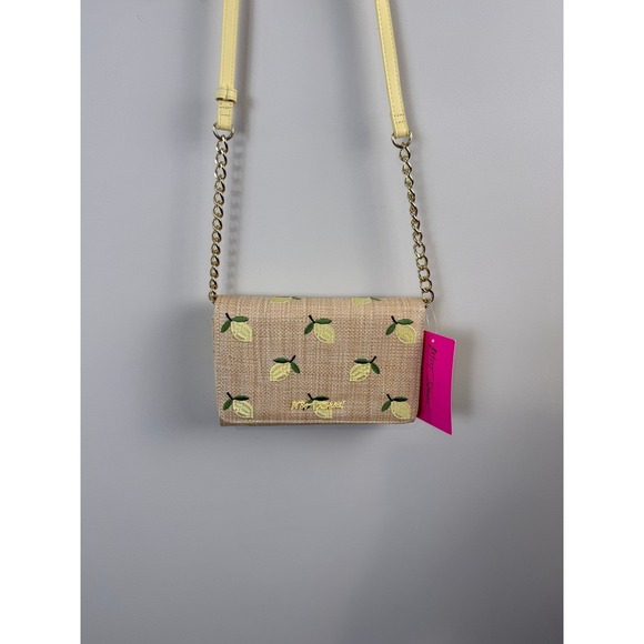 Betsey Johnson Handbags - NEW Betsey Johnson Lemon Motif Embroidered Straw Texture Crossbody Bag